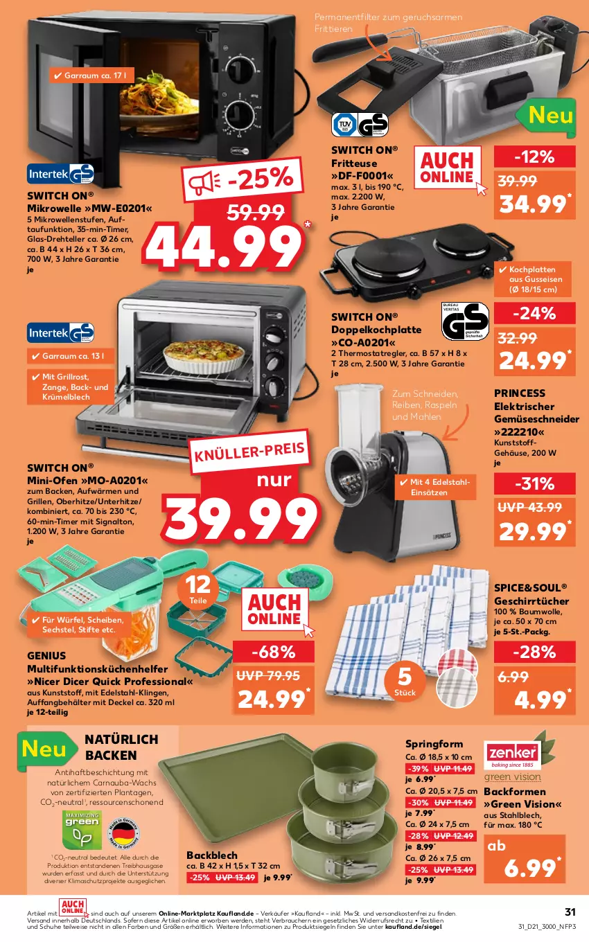 Aktueller Prospekt Kaufland - von 27.05 bis 01.06.2022 - strona 31 - produkty: Backform, Bau, baumwolle, Behälter, decke, Deckel, edelstahl, eis, elle, erde, fritteuse, garraum, geschirr, geschirrtücher, grill, grillrost, HP, Kochplatten, küche, Küchen, Küchenhelfer, latte, mikrowelle, ndk, Ofen, Rauch, ring, schuhe, Signal, Springform, stifte, teller, thermostat, Ti, Tiere, timer, tücher, versandkostenfrei, wolle, würfel