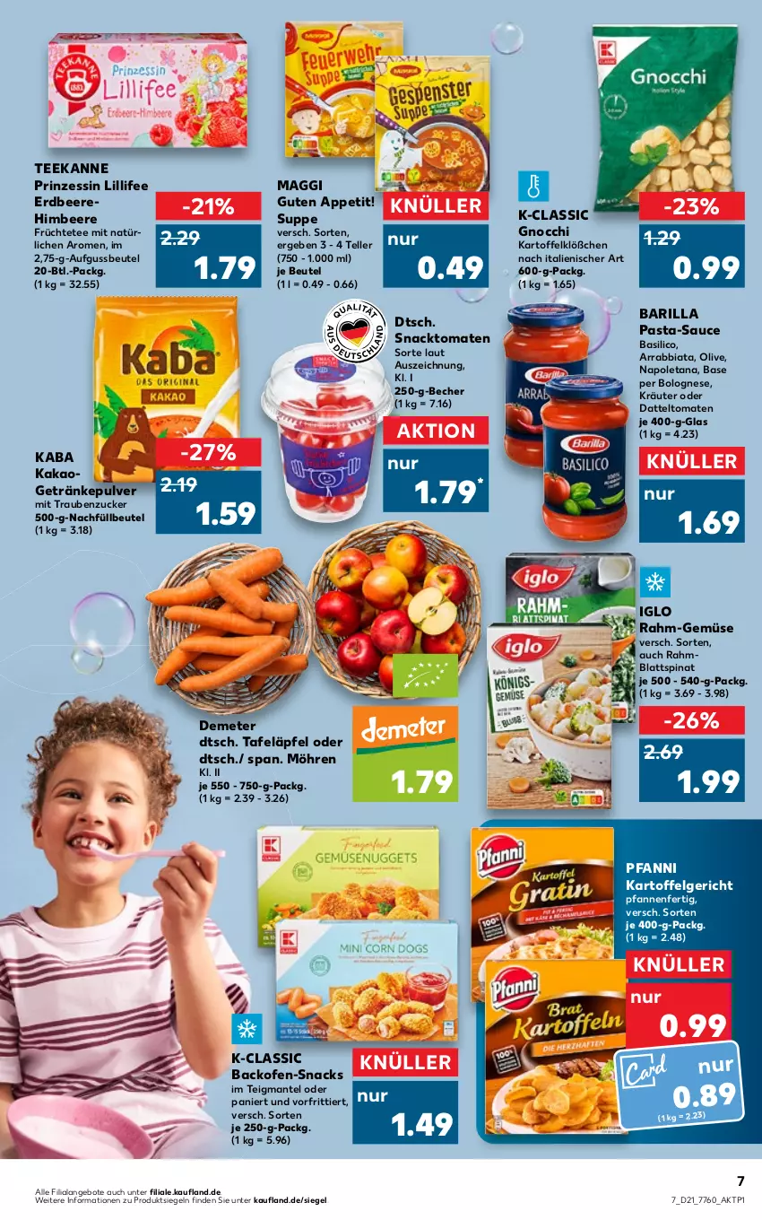 Aktueller Prospekt Kaufland - von 27.05 bis 01.06.2022 - strona 7 - produkty: angebot, angebote, arrabbiata, backofen, barilla, basilico, Becher, beere, beutel, blattspinat, bolognese, datteltomaten, elle, erdbeere, früchte, Früchtetee, getränk, getränke, getränkepulver, gnocchi, himbeer, himbeere, iglo, kakao, kartoffel, kräuter, LG, maggi, Mantel, möhren, Ofen, olive, pasta, pasta-sauce, pfanne, pfannen, pfanni, rahm-gemüse, sauce, snack, snacks, spinat, suppe, tafeläpfel, tee, teekanne, teller, Ti, tomate, tomaten, trauben, zucker