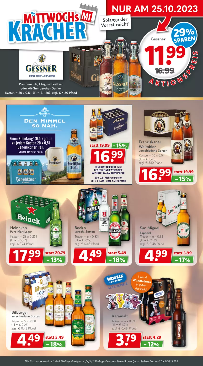 Aktueller Prospekt Getraenkeland - von 16.10 bis 28.10.2023 - strona 3 - produkty: aktionspreis, alkohol, Benediktiner, bestpreis, bestpreise, bier, bitburger, burger, eis, franziskaner, gin, heineken, karamalz, malz, natur, pils, premium pils, rama, reis, rwe, tee, Ti, weissbier