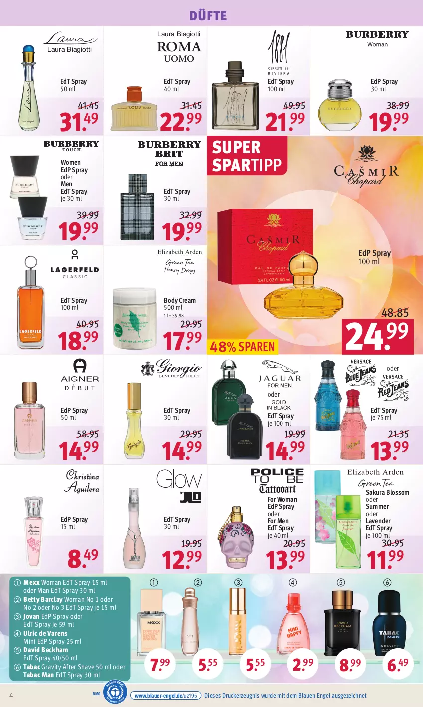 Aktueller Prospekt Rossmann - Prospekte - von 08.08 bis 12.08.2022 - strona 4 - produkty: after shave, auer, bett, body, David Beckham, drucker, edp spray, edt spray, Engel, kerze, laura biagiotti, Mexx, spartipp, Ti