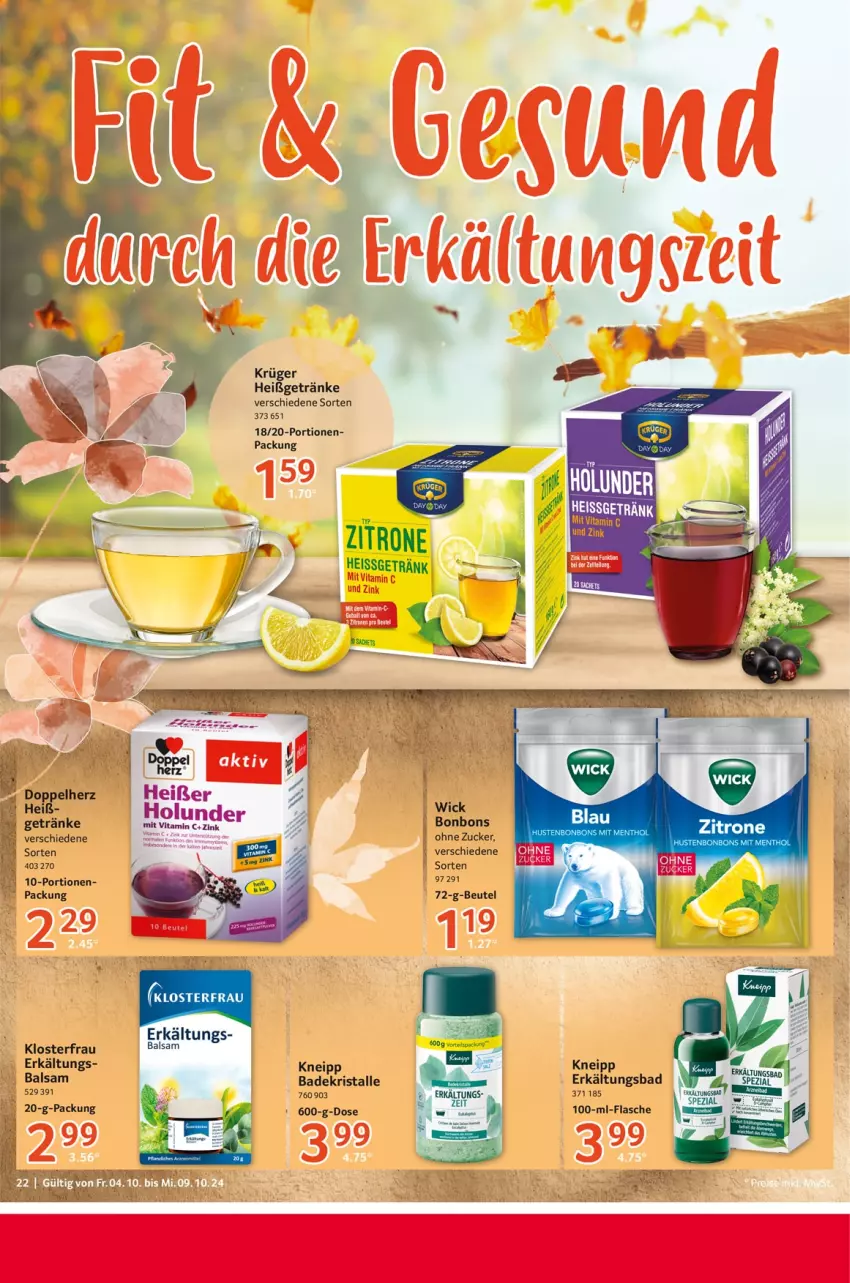 Aktueller Prospekt Selgros - Food - von 04.10 bis 09.10.2024 - strona 22 - produkty: Bad, Badekristalle, balsam, beutel, bonbons, doppelherz, eis, Erkältungs, Erkältungsbad, flasche, getränk, getränke, kneipp, krüger, Ti, zitrone, zucker