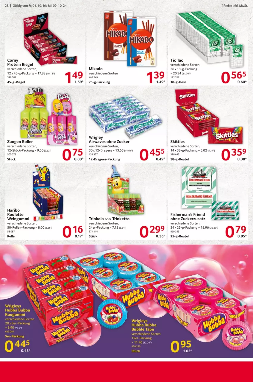 Aktueller Prospekt Selgros - Food - von 04.10 bis 09.10.2024 - strona 28 - produkty: beutel, corny, eis, haribo, kaugummi, mikado, reis, riegel, Roller, schoko, schokolade, skittles, Ti, wein, zucker