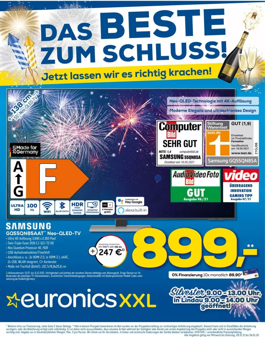 Aktueller Prospekt Euronics - Prospekte - von 29.12.2022 bis 05.01.2023 - strona 1 - produkty: fisch, fische, Germ, HDMI, Mode, qled, qled-tv, Samsung, Ti, Zelt