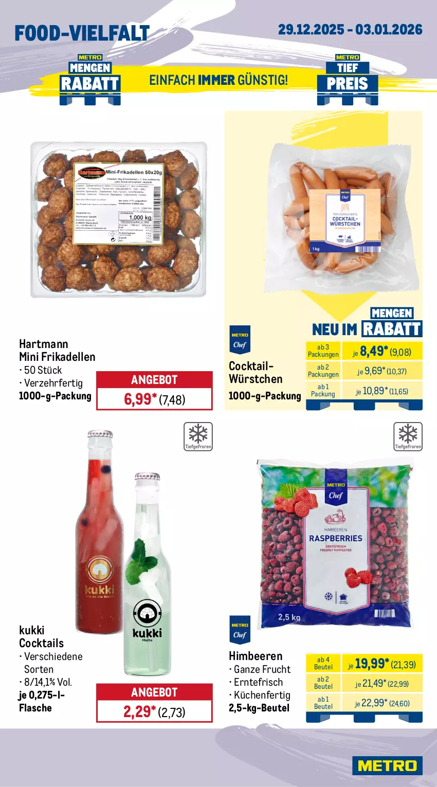 Aktueller Prospekt Metro - Wochen-Angebote - von 29.12.2025 bis 03.01.2026 - strona 10 - produkty: angebot, beere, beeren, beutel, cocktail, cocktails, dell, elle, flasche, frikadellen, frucht, Hartmann, himbeer, himbeere, himbeeren, küche, Küchen, Ti, würstchen