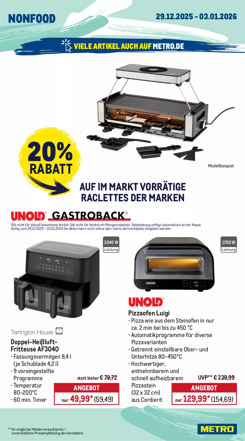 Aktueller Prospekt Metro - Wochen-Angebote - von 29.12.2025 bis 03.01.2026 - strona 19 - produkty: angebot, auto, dell, eis, elle, erde, fritteuse, Heißluftfritteuse, LG, Metro, Mode, Ofen, pizza, Pizzaofen, reis, Ria, steinofen, teller, Ti, timer, tisch