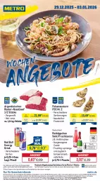 Gazetka promocyjna Metro - Wochen-Angebote - Gazetka - ważna od 03.01 do 03.01.2026 - strona 1 - produkty: abholpreise, angebot, angebote, aqua, aust, Austern, beef, coupon, drink, ecco, eis, energy drink, flasche, frucht, fruchtsecco, getränk, getränke, ilag, Metro, metro gastro, Palette, Rauch, red bull, reis, rind, rinder, roastbeef, rotkäppchen, rwe, sekt, Ti, tiefpreis