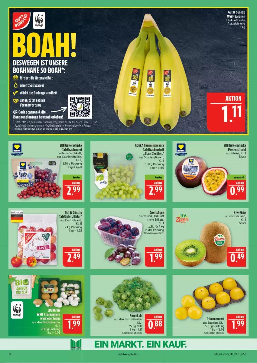 Aktueller Prospekt Marktkauf - Prospekt - von 19.10 bis 25.10.2025 - strona 10 - produkty: banane, bananen, deka, Elan, ente, kiwi, LG, nuss, pflaume, pflaumen, rosen, Rosenkohl, tafeläpfel, tafeltrauben, Ti, trauben