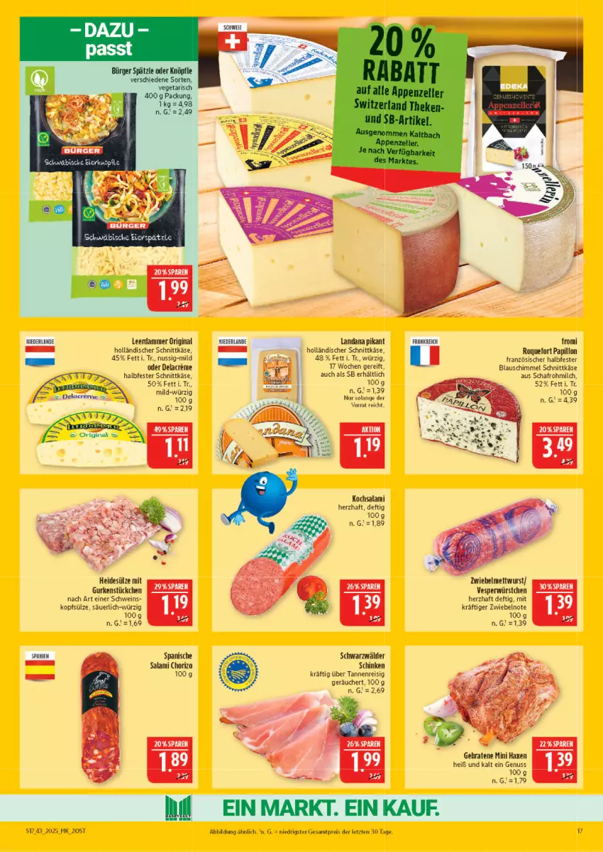 Aktueller Prospekt Marktkauf - Prospekt - von 19.10 bis 25.10.2025 - strona 17 - produkty: axe, braten, chorizo, creme, eis, gin, gurke, gurken, halbfester schnittkäse, Haxe, holländischer schnittkäse, Käse, leerdammer, Mett, mettwurst, milch, nuss, reis, salami, schinken, schnittkäse, schwein, Ti, Vegeta, wein, wurst, würstchen, ZTE, zwiebel, zwiebelmettwurst, zwiebeln