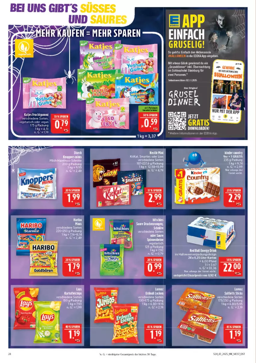 Aktueller Prospekt Marktkauf - Prospekt - von 19.10 bis 25.10.2025 - strona 24 - produkty: chips, eis, frucht, fruchtgummi, gin, haribo, kartoffel, kartoffelchips, katjes, kitkat, lays, lion, reis, smarties, tee, Ti, Vegeta, ZTE