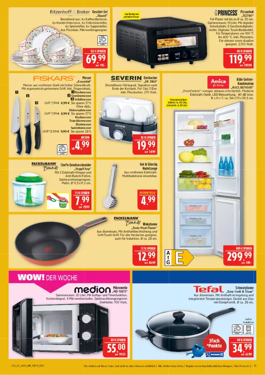 Aktueller Prospekt Marktkauf - Prospekt - von 19.10 bis 25.10.2025 - strona 35 - produkty: Becher, beleuchtung, brot, decke, Deckel, discount, edelstahl, eier, eis, elle, ente, fackelmann, Frühstücksteller, herdarten, kaffee, Kocher, kraft, led-beleuchtung, medion, Messbecher, messer, mikrowelle, Mode, nudel, Ofen, pfanne, pizza, Pizzaofen, reis, rel, Schal, severin, Signal, Speiseteller, spülmaschinen, suppe, suppen, tasse, teller, Ti, timer, uhr, wok