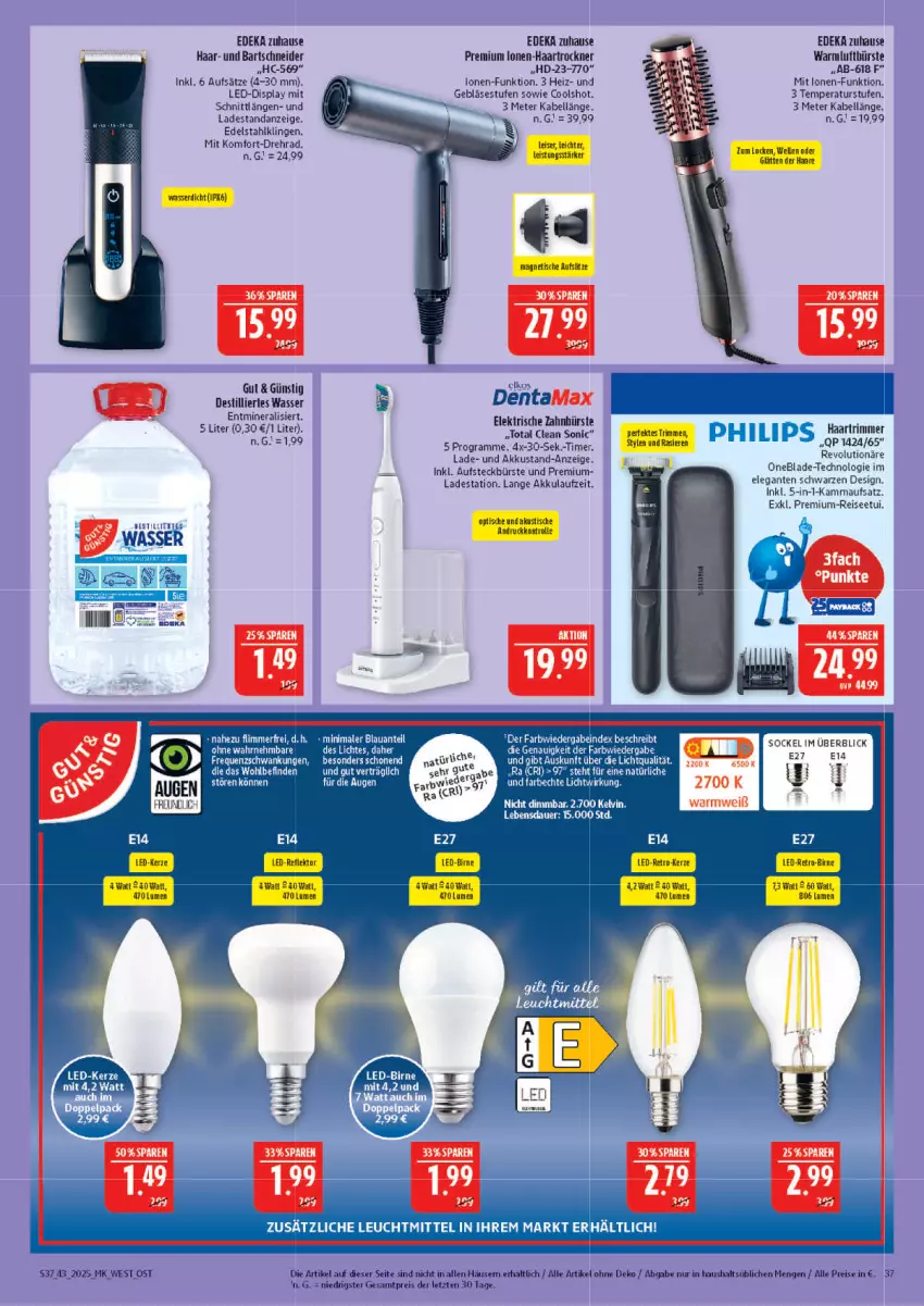 Aktueller Prospekt Marktkauf - Prospekt - von 19.10 bis 25.10.2025 - strona 37 - produkty: akku, bartschneider, bürste, deka, edelstahl, eis, elektrische zahnbürste, elle, haartrockner, kerze, LED-Kerze, leuchtmittel, LG, reis, tee, Ti, timer, tisch, Trockner, wasser, zahnbürste, ZTE