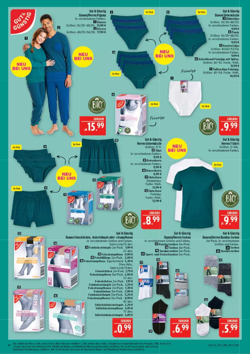 Aktueller Prospekt Marktkauf - Prospekt - von 19.10 bis 25.10.2025 - strona 40 - produkty: bikini, Freizeitsocken, Füßlinge, hemd, hose, hosen, panty, Pyjama, retroshorts, rum, schuhe, shirt, shirts, shorts, slip, slips, sneaker, sneakersocken, söckchen, socken, Sport, strümpfe, Strumpfhose, T-Shirt, Taillenslip, Ti, Unterwäsche
