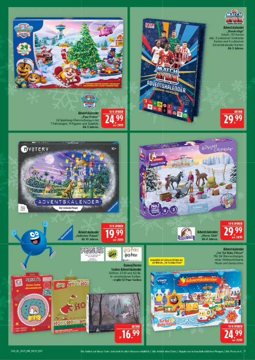 Aktueller Prospekt Marktkauf - Prospekt - von 19.10 bis 25.10.2025 - strona 9 - produkty: Adventskalender, eis, Paw Patrol, reis, socken, spielzeug, Ti