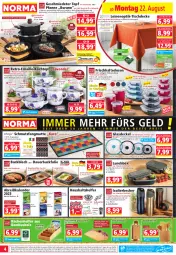 Gazetka promocyjna Norma - Norma - Gazetka - ważna od 29.08 do 29.08.2022 - strona 4 - produkty: auer, Backfolie, bambus, Bau, Bauer, Bebe, Becher, braten, Bratentopf, Brei, Brettchen, champagne, champagner, decke, Deckel, edelstahl, eis, elle, fleisch, Fleischtopf, frischhaltedosen, Garten, getränk, getränke, gewürz, gin, Glasdeckel, herdarten, Holz, isolierbecher, kaffee, Kochtopf, küche, Küchen, Küchenhelfer, lamm, lasagne, Laufen, lavendel, leine, LG, Löffel, lunchbox, maille, messer, milch, ndk, pfanne, Pfau, pizza, quad, reis, schmorpfanne, schmutzfangmatte, schneidebrett, schüssel, stielkasserolle, Ti, tisch, tischdecke, topf