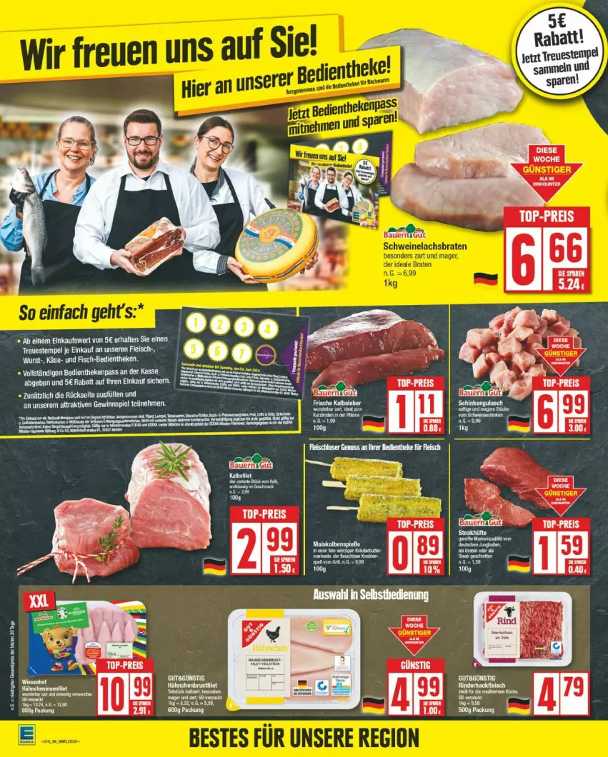 Aktueller Prospekt Edeka - Prospekte - von 15.04 bis 20.04.2024 - strona 6 - produkty: eis, fisch, fleisch, gewinnspiel, Käse, Ti, wurst