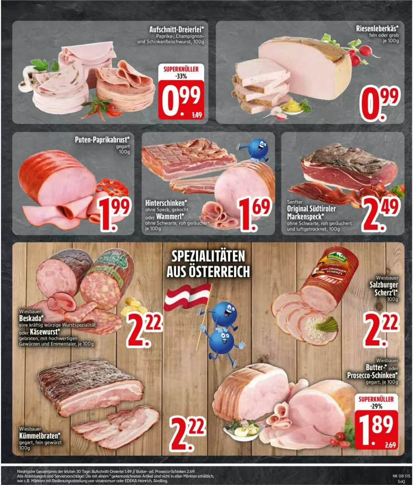 Aktueller Prospekt Edeka - Prospekte - von 17.02 bis 22.02.2025 - strona 15 - produkty: auer, Bau, Bauer, butter, emmentaler, gewürz, gin, Liege, Speck, Spezi, südtiroler, Ti, wiesbauer, ZTE