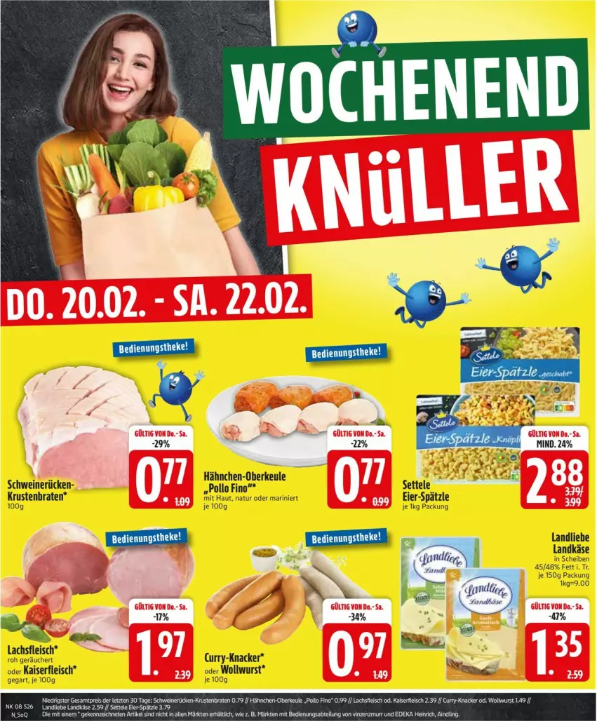 Aktueller Prospekt Edeka - Prospekte - von 17.02 bis 22.02.2025 - strona 26 - produkty: Abtei, braten, curry, eier, eis, fleisch, Kaiser, Käse, knacker, krustenbraten, lachs, landkäse, landliebe, natur, ndk, schwein, schweine, settele, Ti, wein, weine, wurst