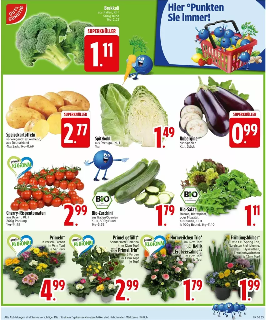 Aktueller Prospekt Edeka - Prospekte - von 17.02 bis 22.02.2025 - strona 5 - produkty: aubergine, beutel, blattspinat, cola, eis, gin, kartoffel, kartoffeln, Primeln, rispentomaten, rucola, sac, salat, speisekartoffeln, spinat, spitzkohl, Ti, tomate, tomaten, topf, trauben