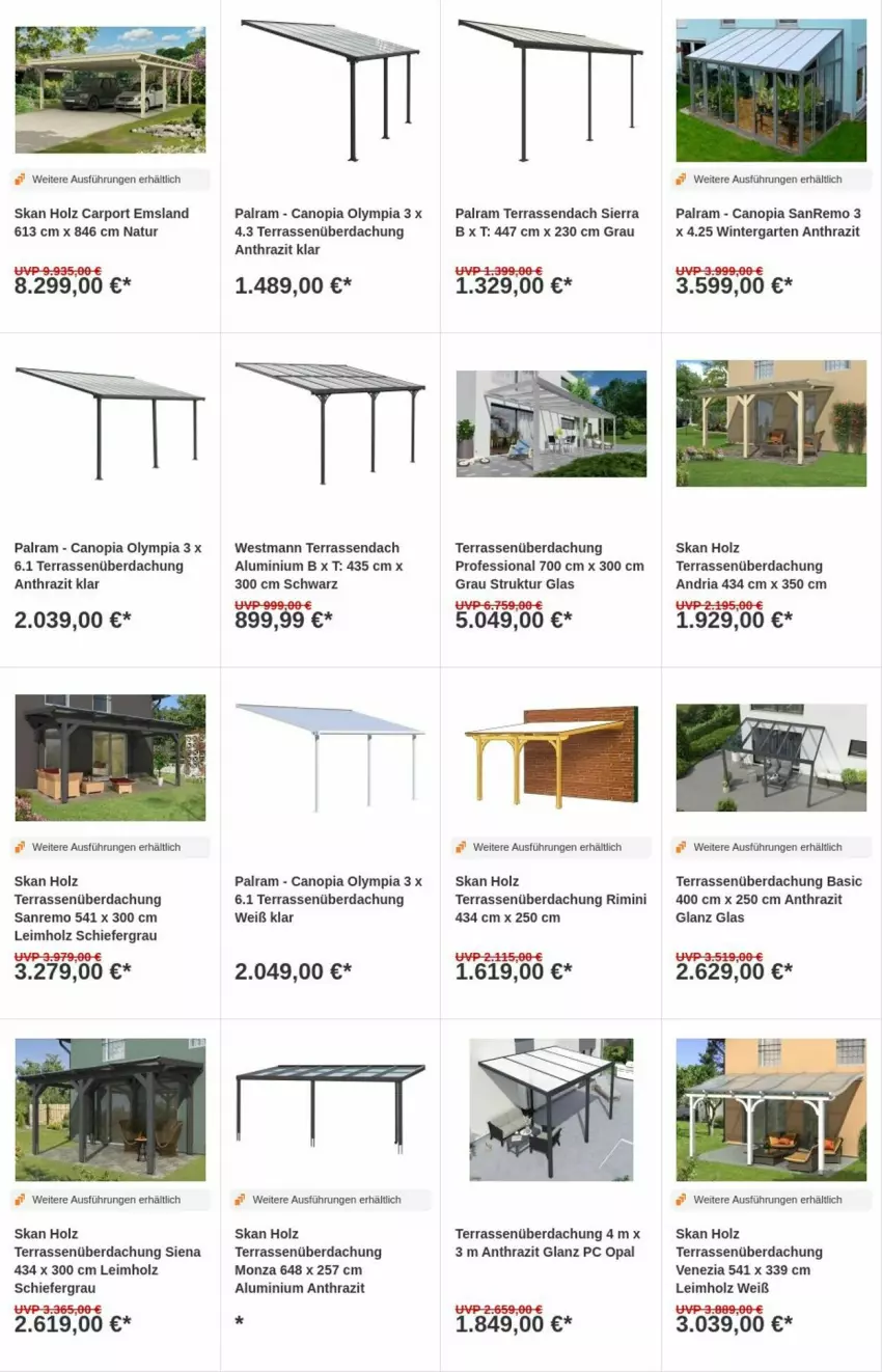 Aktueller Prospekt Obi - Prospekte - von 03.12 bis 11.12.2024 - strona 4 - produkty: Carport, Garten, Holz, natur, Ria, siena, Sierra, Terrassenüberdachung