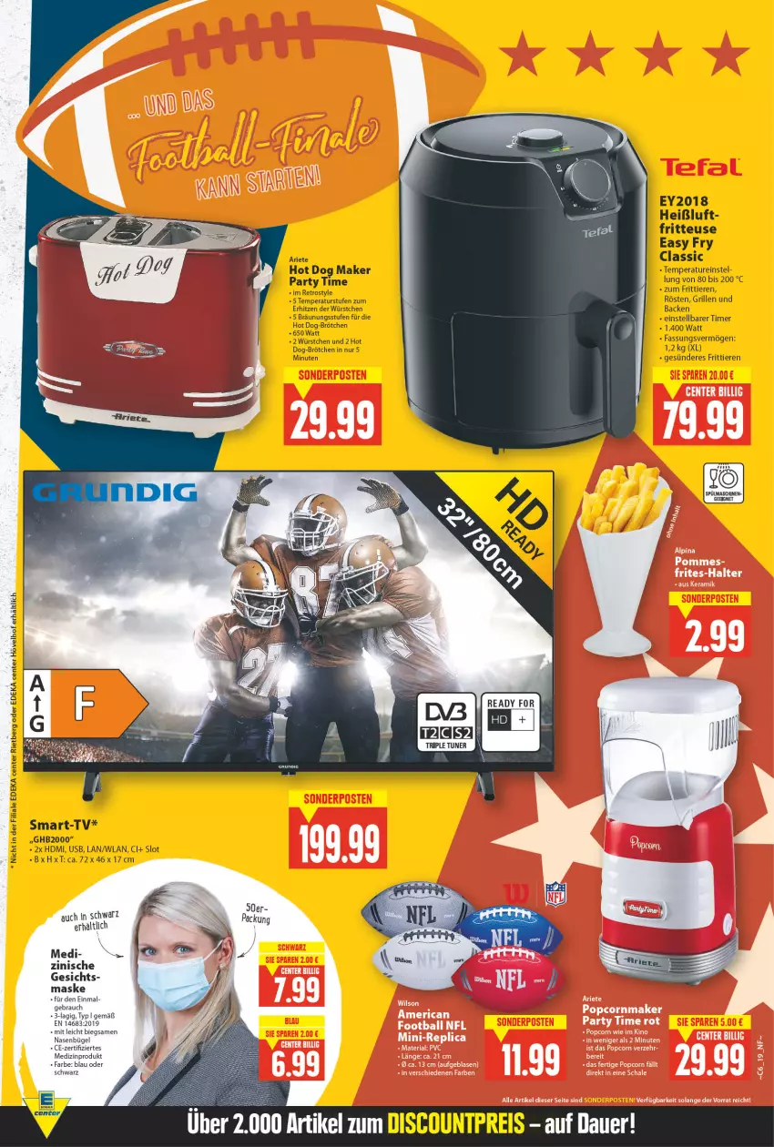 Aktueller Prospekt E Center - Angebote der Woche - von 07.02 bis 12.02.2022 - strona 19 - produkty: brötchen, bügel, deka, ente, fritteuse, grill, grundig, HDMI, hot dog, Maske, medizinprodukt, Rauch, Ti, Tiere, timer, tuner, usb, würstchen