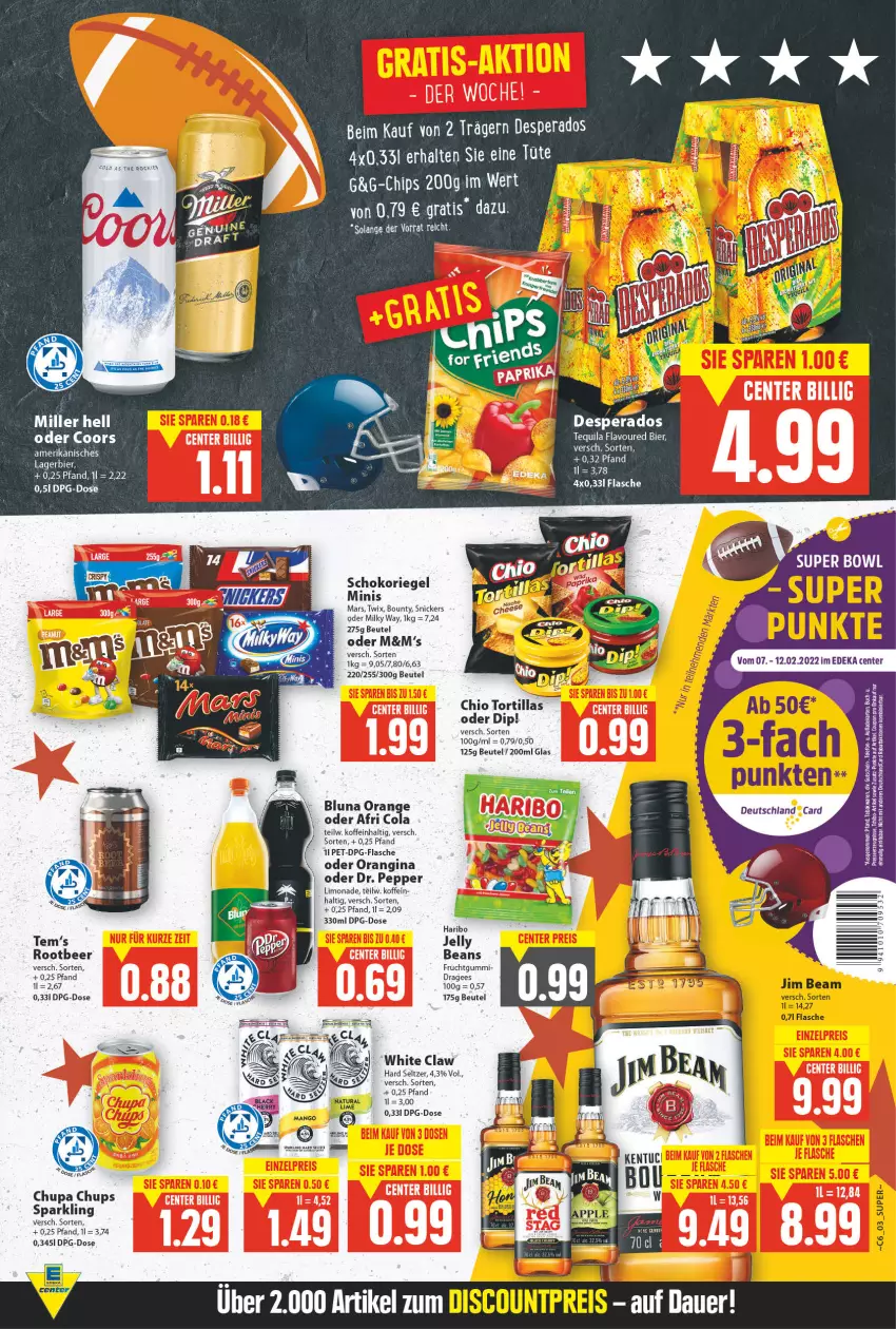 Aktueller Prospekt E Center - Angebote der Woche - von 07.02 bis 12.02.2022 - strona 3 - produkty: Afri Cola, bett, beutel, bier, bounty, chupa, chupa chups, cola, coupon, deka, dip, ente, flasche, gin, haribo, limo, limonade, mars, milky way, orange, orangina, riegel, rum, Schal, schoko, schokoriegel, snickers, tequila, Ti, tortilla, tortillas, twix, Yo