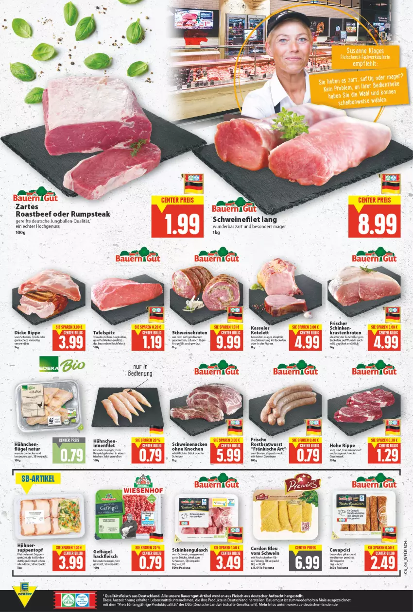 Aktueller Prospekt E Center - Angebote der Woche - von 07.02 bis 12.02.2022 - strona 4 - produkty: auer, backofen, Bau, Bauer, bauerngut, beef, braten, bratwurst, cevapcici, eintopf, eis, elle, erde, filet, fleisch, Frische Hähnchen, Geflügel, gewürz, gulasch, hackfleisch, hühner, jungbullen, kasseler, kochschinken, kotelett, krustenbraten, lebensmittel, LG, mac, natur, nuss, oder rumpsteak, Ofen, pfanne, reis, rind, roastbeef, rostbratwurst, rum, rumpsteak, rwe, saft, salat, schinken, schnitten, schwein, schweine, schweinebraten, schweinefilet, schweinenacken, sim, steak, suppe, suppen, tafelspitz, Ti, topf, wein, weine, wurst, Yo