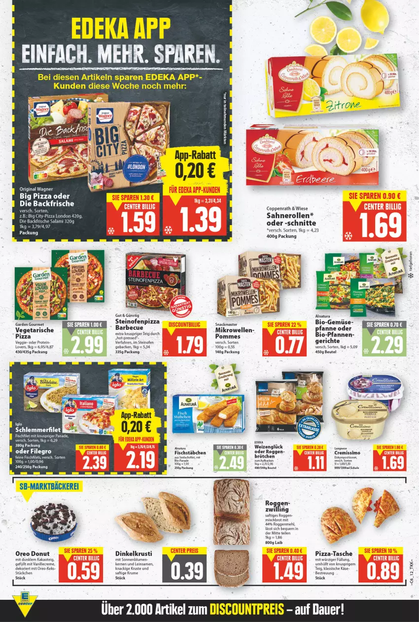 Aktueller Prospekt E Center - Angebote der Woche - von 07.02 bis 12.02.2022 - strona 9 - produkty: beutel, bio, blume, blumen, brot, brötchen, coppenrath, creme, cremissimo, deka, Donut, eis, elle, filegro, filet, filets, fisch, fischstäbchen, garden gourmet, geback, gin, kakao, Käse, keks, lachs, lachsfilet, langnese, mehl, mikrowelle, Müller, müllerin art, natur, natura, nero, Ofen, oreo, original wagner, pfanne, pfannen, pizza, pommes, rum, saft, sahne, Sahnerolle, salami, Schal, Schale, seelachsfilet, sim, snack, sonnenblume, sonnenblumen, steinofen, Tasche, Ti, vanille, Vegeta, veggie, wagner, zitrone