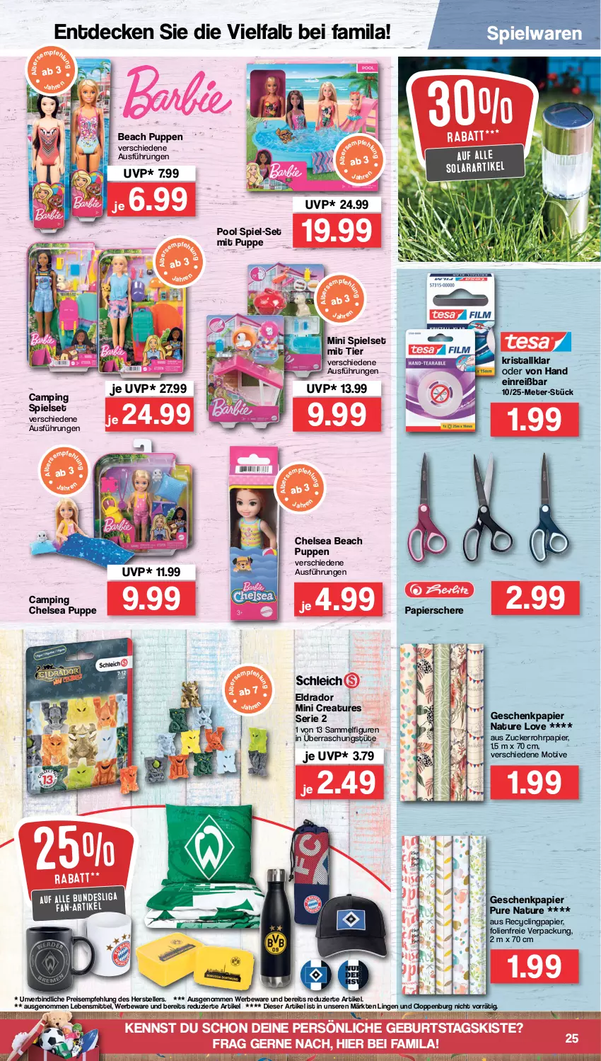 Aktueller Prospekt Famila - Prospekte - von 01.08 bis 06.08.2022 - strona 25 - produkty: Clin, decke, eis, elle, Geschenkpapier, lebensmittel, natur, papier, pool, Puppe, reis, Schere, spielwaren, teller, Ti, Tüte, zucker