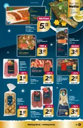 Gazetka promocyjna Netto - Angebote ab Montag - Gazetka - ważna od 24.12 do 24.12.2021 - strona 7 - produkty: ACC, beef, Carpaccio, ente, Entenbrust, filet, Florentiner, Gänsebrust, geback, Gebackene Entenbrust, lachs, mandel, olive, oliven, olivenöl, parmigiano, parmigiano reggiano, reggiano, salami, schinken, Ti, Wild, wildlachs