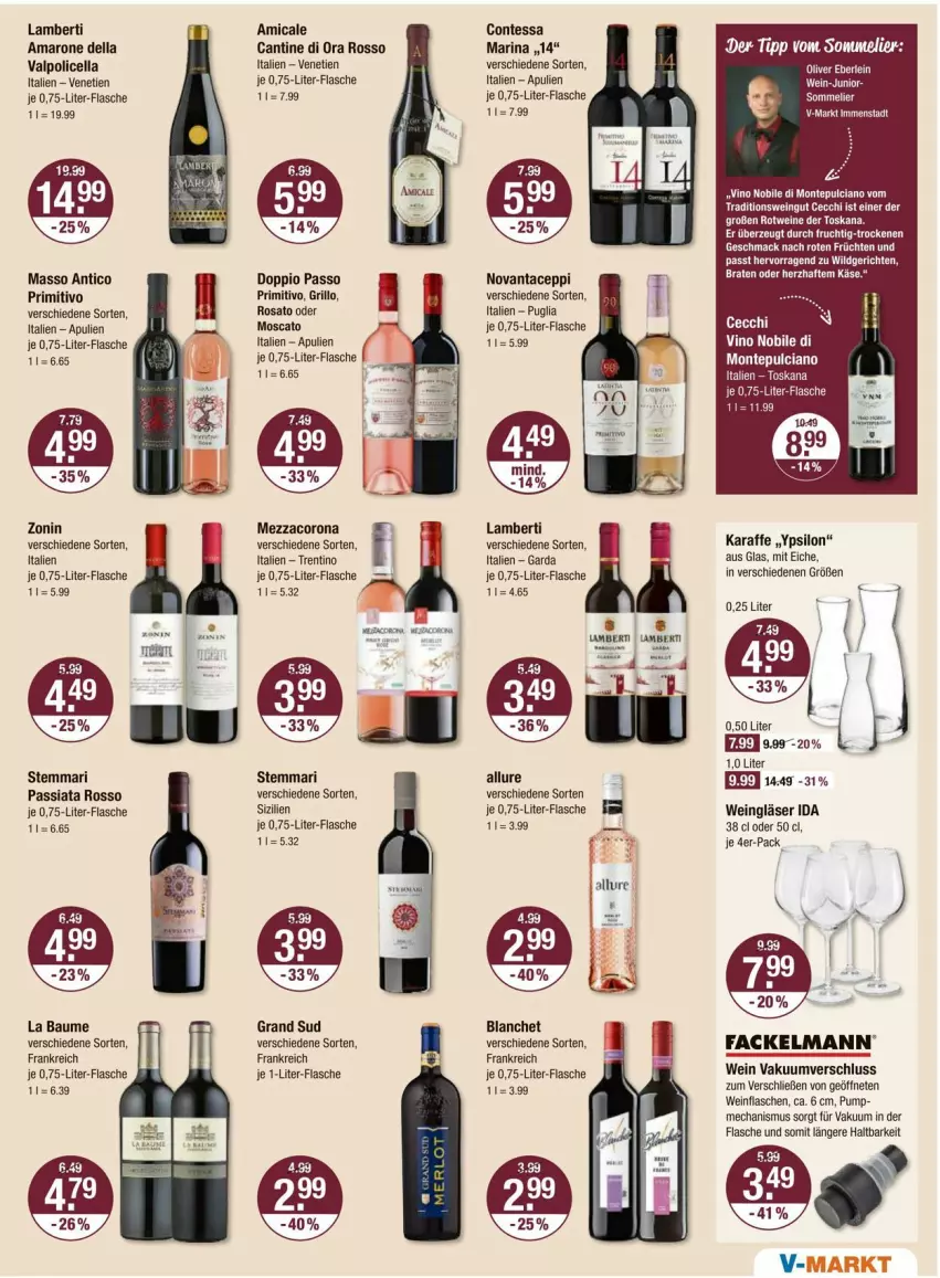 Aktueller Prospekt Vmarkt - Prospekte - von 02.10 bis 08.10.2025 - strona 13 - produkty: amaro, Amber, amica, Bau, corona, dell, doppio passo, ente, fackelmann, flasche, Gläser, grand sud, grill, grillo, je 1-liter-flasche, Karaffe, mezzacorona, monte, Montepulciano, passo, primitivo, rosato, rotwein, tee, Ti, Valpolicella, wein, weine, Weingläser, zonin