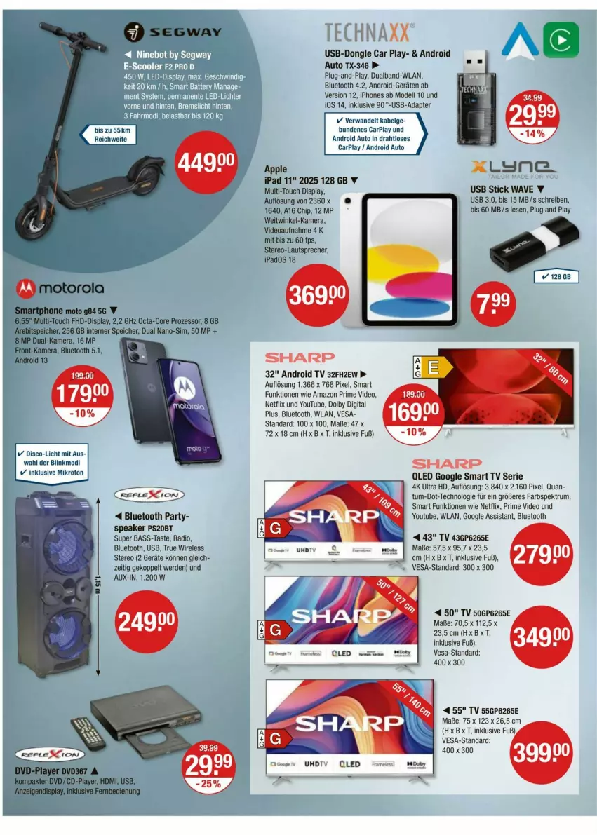 Aktueller Prospekt Vmarkt - Prospekte - von 02.10 bis 08.10.2025 - strona 18 - produkty: adapter, Android TV, auto, dell, deo, Draht, dvd, erde, fernbedienung, HDMI, ipad, iphone, kamera, lautsprecher, LG, Mode, motorola, netflix, octa-core prozessor, qled, Radio, rel, rum, Sharp, sim, smart tv, Spektrum, Ti, usb, usb stick, Yo