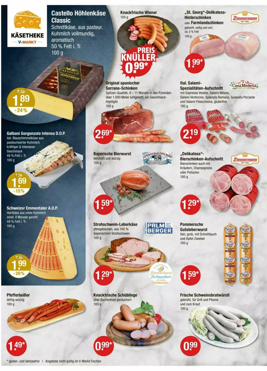 Aktueller Prospekt Vmarkt - Prospekte - von 02.10 bis 08.10.2025 - strona 2 - produkty: angebot, angebote, apfel, aufschnitt, Berger, bier, bierschinken, buch, champignon, champignons, cin, emmentaler, fisch, fische, für grill und pfanne, galbani, geback, gin, gorgonzola, grill, grill und pfanne, gutsleberwurst, hartkäse, hinterschinken, höhlenkäse, Holz, intenso, Käse, käsetheke, Kraut, kräuter, kräutern, landschinken, leberkäs, leberkäse, leberwurst, mac, milch, Ofen, pfanne, pfeffer, Pfefferbeißer, pistazien, Pommersche, saft, salami, schinken, schnittkäse, schnittlauch, schwein, serrano, Spezi, Ti, tisch, und pfanne, wein, wiener, wurst, zwiebel