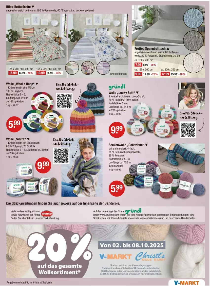 Aktueller Prospekt Vmarkt - Prospekte - von 02.10 bis 08.10.2025 - strona 21 - produkty: Abtei, angebot, angebote, Bau, baumwolle, bett, Betttuch, bettwäsche, deo, Ergee, LG, Mütze, Omep, Ria, Schal, Sierra, socken, spannbetttuch, tee, Ti, Trockner, tuc, wolle
