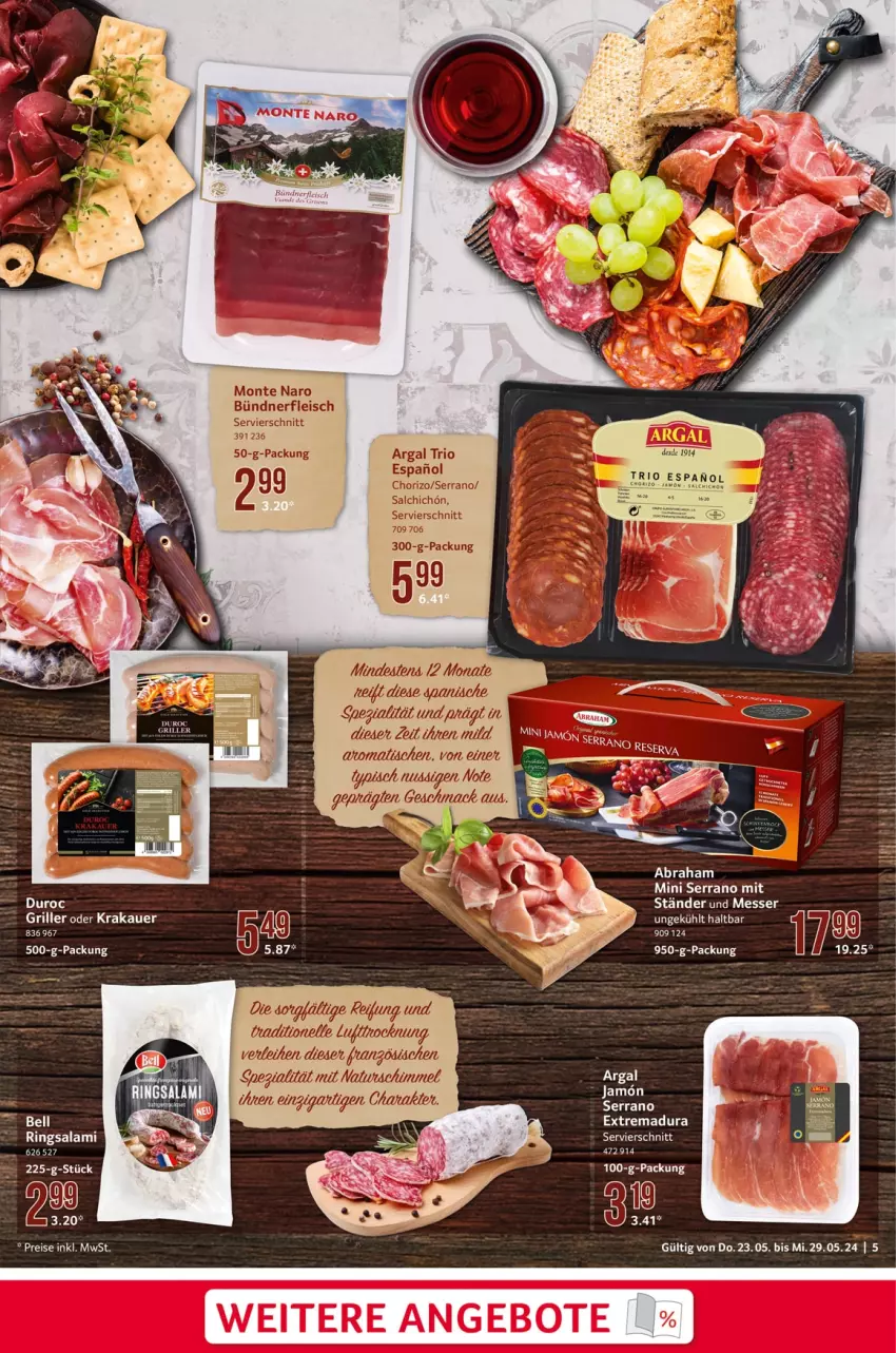 Aktueller Prospekt Selgros - Food - von 23.05 bis 29.05.2024 - strona 5 - produkty: auer, Bündnerfleisch, chorizo, eis, elle, fleisch, grill, krakauer, mac, messer, monte, nerf, nuss, reis, ring, salami, serrano, Spezi, Ti