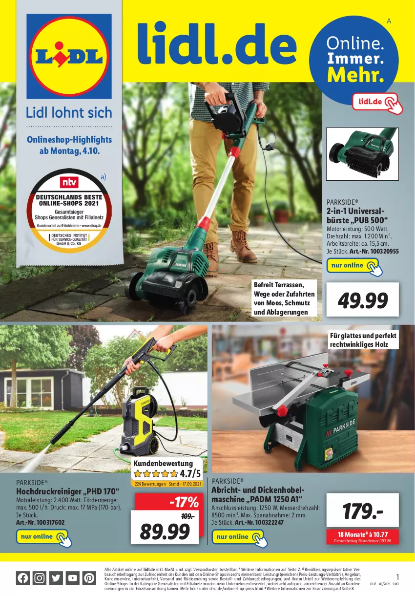 Aktueller Prospekt Lidl - Onlineshop-Highlights der Woche - von 25.09 bis 10.10.2021 - strona 1