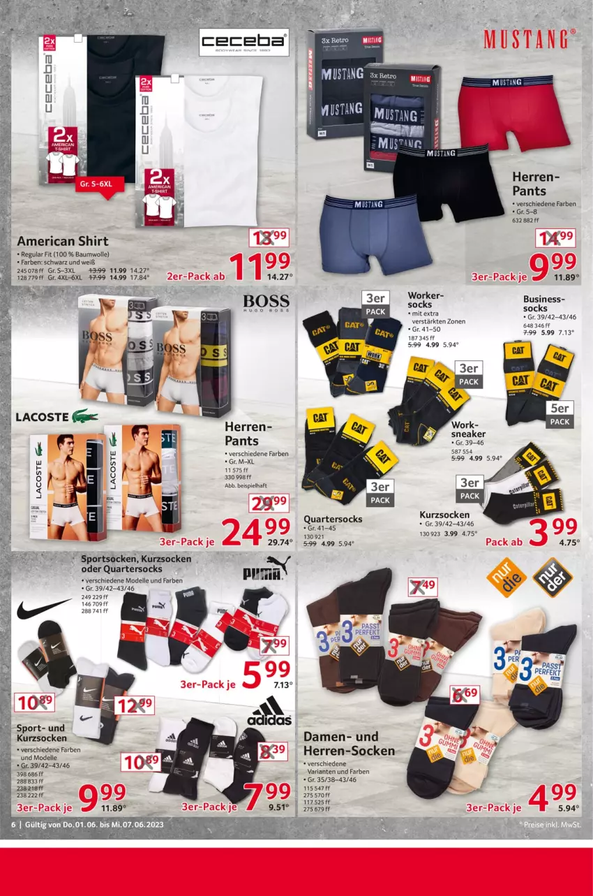 Aktueller Prospekt Selgros - Nonfood - von 01.06 bis 07.06.2023 - strona 6 - produkty: Bau, baumwolle, boss, dell, eis, elle, herren-socken, Lacoste, Mode, mustang, Pants, Ria, shirt, socken, Sport, sportsocken, wolle