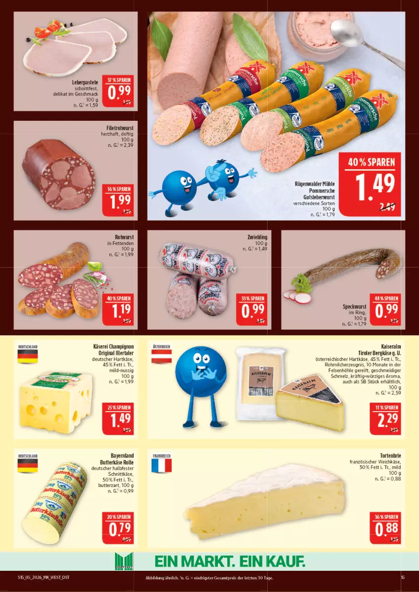 Aktueller Prospekt Marktkauf - Prospekt - von 25.01 bis 31.01.2026 - strona 15 - produkty: Bergkäse, brie, butter, butterkäse, champignon, eis, filet, französischer weichkäse, gin, gutsleberwurst, halbfester schnittkäse, hartkäse, Kaiser, Käse, leberwurst, mac, milch, nuss, pastete, Pommersche, reis, ring, Rotwurst, rügenwalder, rügenwalder mühle, schnittkäse, Speck, Ti, torte, weichkäse, wurst, ZTE