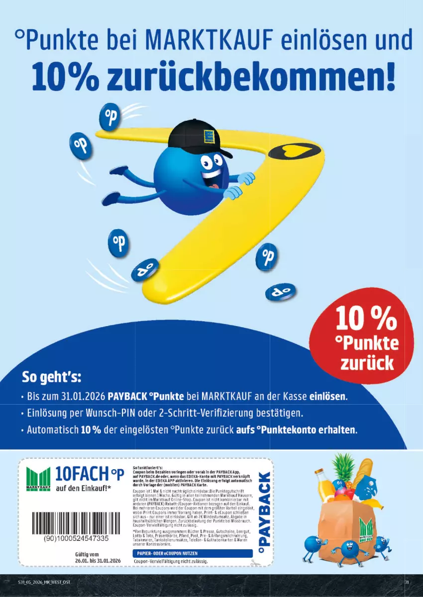 Aktueller Prospekt Marktkauf - Prospekt - von 25.01 bis 31.01.2026 - strona 31 - produkty: auto, beko, bio, coupon, coupons, deka, eier, elle, guthabenkarte, gutschein, gutscheine, LG, papier, payback, rasen, telefon, Ti, tisch, Yo