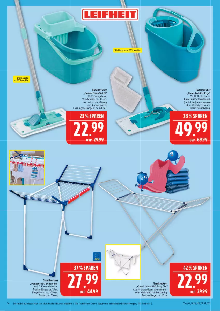 Aktueller Prospekt Marktkauf - Prospekt - von 25.01 bis 31.01.2026 - strona 36 - produkty: asus, bodenwischer, Brei, eimer, leifheit, siena, Ti, Trockner