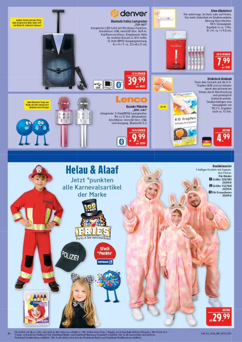 Aktueller Prospekt Marktkauf - Prospekt - von 25.01 bis 31.01.2026 - strona 40 - produkty: akku, alkohol, Armband, auto, Bau, drink, eis, getränk, Hela, Kinder, kopfhörer, lautsprecher, led-licht, lenco, microsd, rwe, schuhe, Sport, Ti, trolley, usb