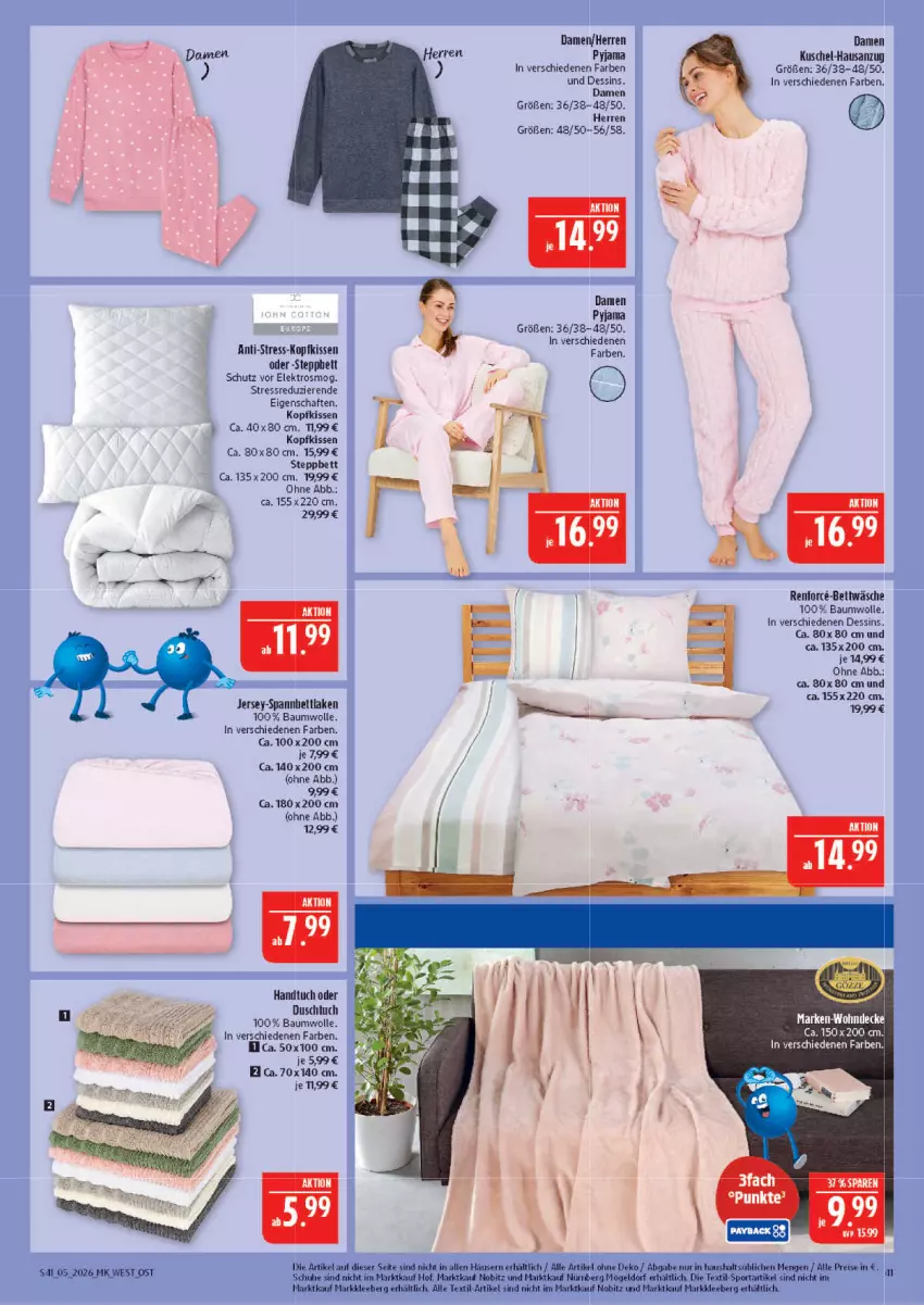 Aktueller Prospekt Marktkauf - Prospekt - von 25.01 bis 31.01.2026 - strona 41 - produkty: Anzug, Bau, baumwolle, bett, bettwäsche, decke, eis, Elektro, kissen, kopfkissen, ndk, Pyjama, reis, schuhe, spannbettlaken, steppbett, Ti, tuc, wolle