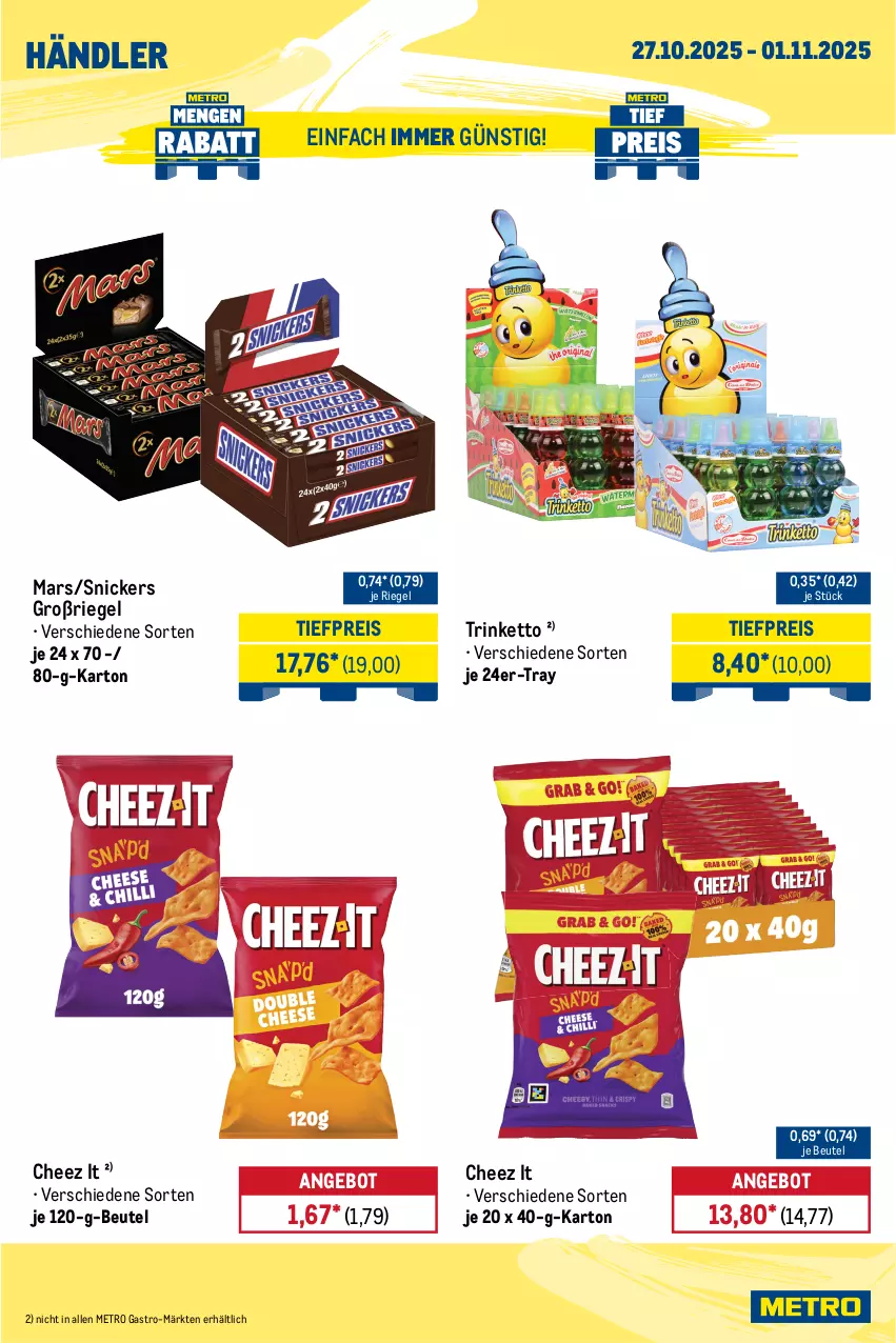 Aktueller Prospekt Metro - Wochen-Angebote Händler - von 27.10 bis 01.11.2025 - strona 2 - produkty: angebot, auto, beutel, eis, LG, mars, Metro, natur, natura, reis, riegel, snickers, Ti, tiefpreis, tisch