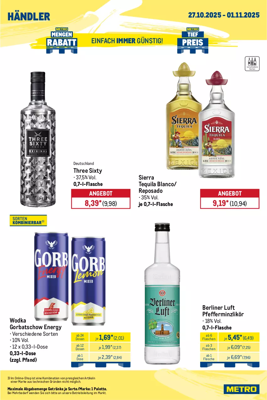 Aktueller Prospekt Metro - Wochen-Angebote Händler - von 27.10 bis 01.11.2025 - strona 6 - produkty: angebot, beere, beeren, berliner, berliner luft, brita, cider, de blancs, ecco, eis, elle, ente, flasche, freixenet, frucht, getränk, getränke, gin, Gorbatschow, honig, likör, Metro, metro gastro, Palette, pfeffer, pfefferminzlikör, pfirsich, prosecco, puma, reis, Sierra, sierra tequila, spumante, Stachelbeeren, tequila, Three Sixty, Ti, valdo, wodka, zitrone, zitronen