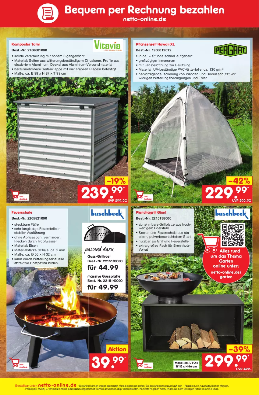 Aktueller Prospekt Netto Marken-Discount - Filial-Angebote - von 01.11 bis 05.11.2022 - strona 49 - produkty: angebot, Bau, Brennholz, decke, Deckel, edelstahl, eis, elle, fenster, feuerschale, Garten, grill, grillplatte, grillrost, Holz, Komposter, latte, ndk, pflanze, pflanzen, reis, Ria, riegel, Schal, Schale, telefon, Ti, wasser, Zelt, ZTE