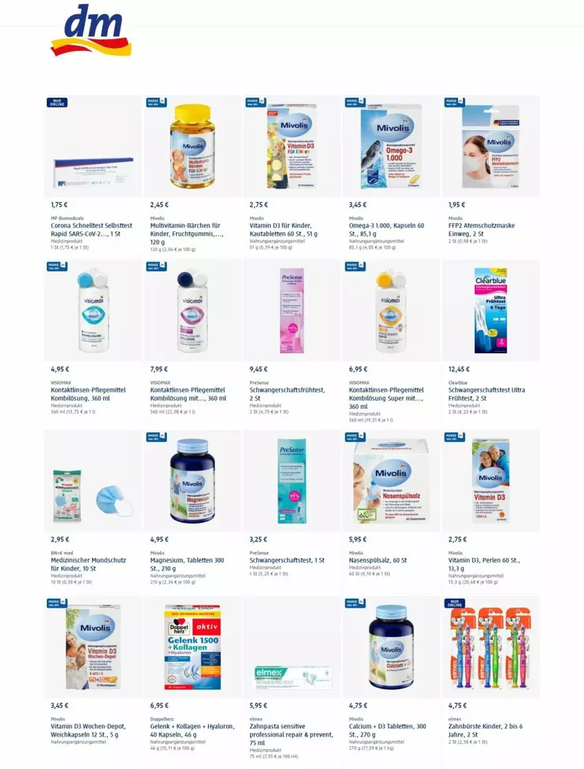 Aktueller Prospekt Dm Drogerie - Prospekte - von 16.12 bis 22.12.2021 - strona 6 - produkty: aeg, Atemschutzmaske, bio, bürste, Calcium, Clearblue, corona, doppelherz, elmex, FFP2, frucht, fruchtgummi, fruchtgummis, hyaluron, Kinder, Kollagen, linsen, magnesium, Maske, medizinprodukt, omega, Omega-3, pasta, perlen, rel, salz, Schnelltest, Schwangerschaftstest, tablet, tablett, Tablette, Ti, Visiomax, vita, Vitamin D, zahnbürste, zahnpasta