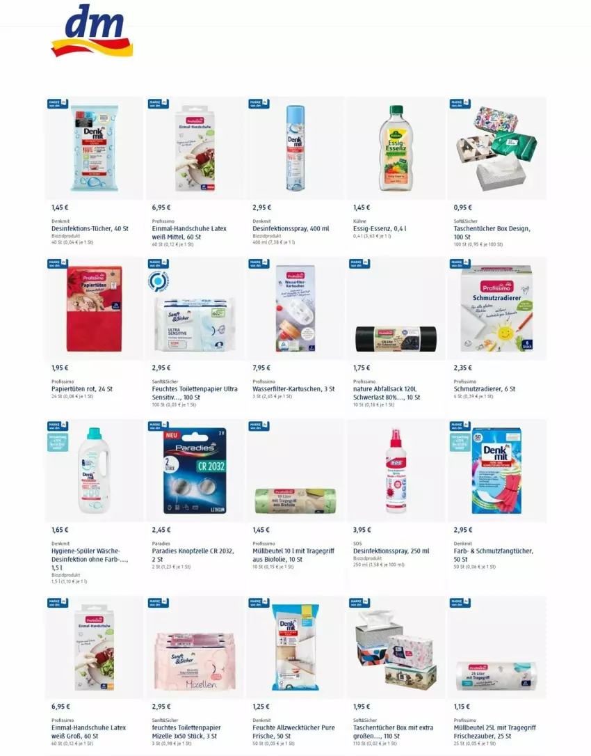 Aktueller Prospekt Dm Drogerie - Prospekte - von 16.12 bis 22.12.2021 - strona 9 - produkty: Allzwecktücher, beutel, bio, Desinfektion, eis, elle, essig, Fangtücher, feuchtes toilettenpapier, handschuhe, Kühne, müllbeutel, natur, papier, Papiertüte, Profissimo, sac, schuhe, sim, Tasche, taschen, taschentücher, Ti, toilettenpapier, tragegriff, tücher, Tüte, wasser, wasserfilter, weck