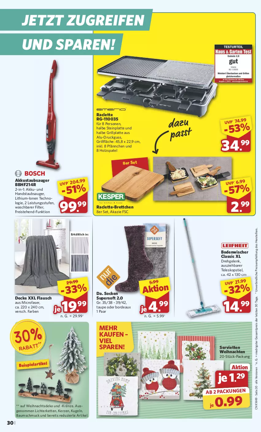 Aktueller Prospekt Combi - Prospekte - von 02.12 bis 07.12.2024 - strona 30 - produkty: akku, Bau, Baumschmuck, bodenwischer, Brettchen, decke, eis, elle, grill, grillfläche, grillplatte, handstaubsauger, Holz, kerze, Kette, Kugel, latte, lichterkette, reifen, reis, Schmuck, Serviette, servietten, socken, staubsauger, Teleskop, teleskopstiel, teller, Ti, weihnachten, ZTE