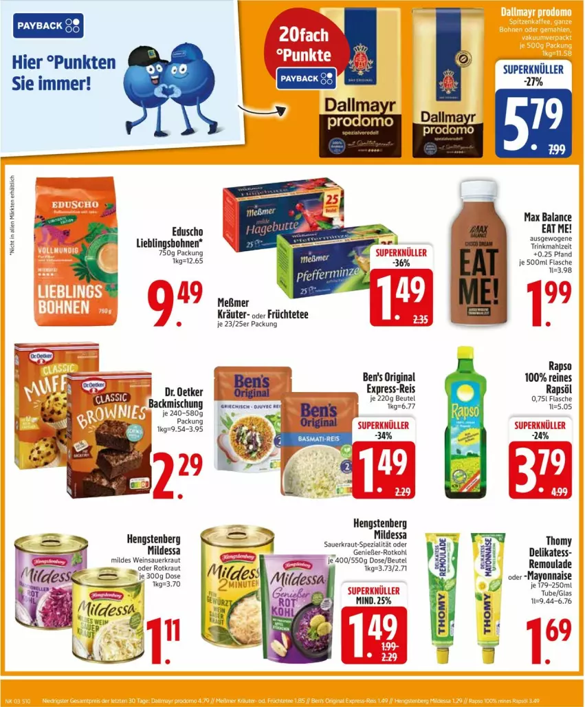 Aktueller Prospekt Edeka - Prospekte - von 13.01 bis 18.01.2025 - strona 12 - produkty: auer, backmischung, Ben’s Original, beutel, bohne, bohnen, eduscho, eis, express-reis, flasche, früchte, Früchtetee, gin, hengstenberg, Kraut, kräuter, mayonnaise, Meßmer, pfeffer, rapso, rapsöl, reis, remoulade, rotkohl, Sauerkraut, Spezi, tee, thomy, wein, Weinsauerkraut, Yo