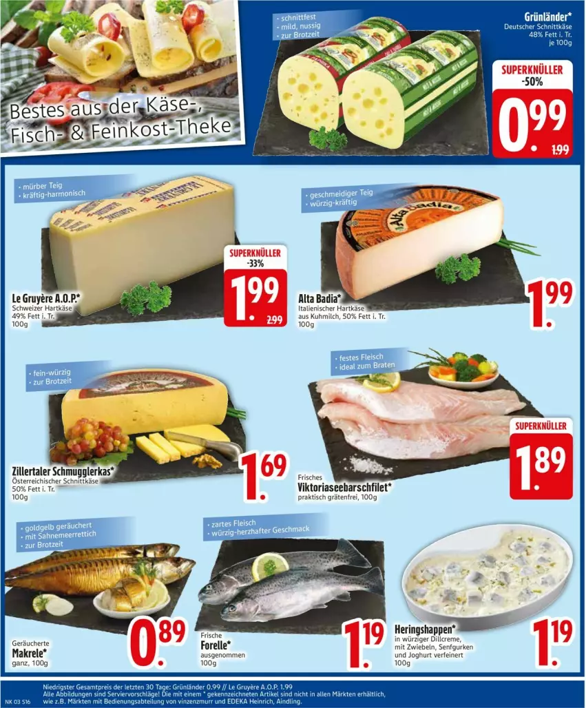 Aktueller Prospekt Edeka - Prospekte - von 13.01 bis 18.01.2025 - strona 18 - produkty: Bad, creme, eis, elle, filet, fleisch, forelle, gurke, gurken, hartkäse, hering, Herings, italienischer hartkäse, joghur, joghurt, Käse, Makrele, milch, mit zwiebeln, österreichischer schnittkäse, rel, Ria, ring, schnittkäse, schweizer hartkäse, senf, Ti, tisch, zwiebel, zwiebeln