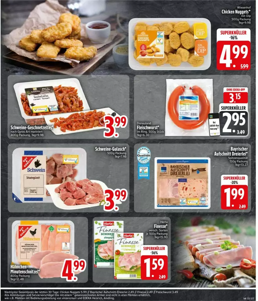 Aktueller Prospekt Edeka - Prospekte - von 13.01 bis 18.01.2025 - strona 19 - produkty: Abtei, aufschnitt, chicken nuggets, deka, eier, eis, finesse, fleisch, fleischwurst, gulasch, nuggets, reis, schinken, schwein, schweine, Ti, wein, weine, wurst, ZTE